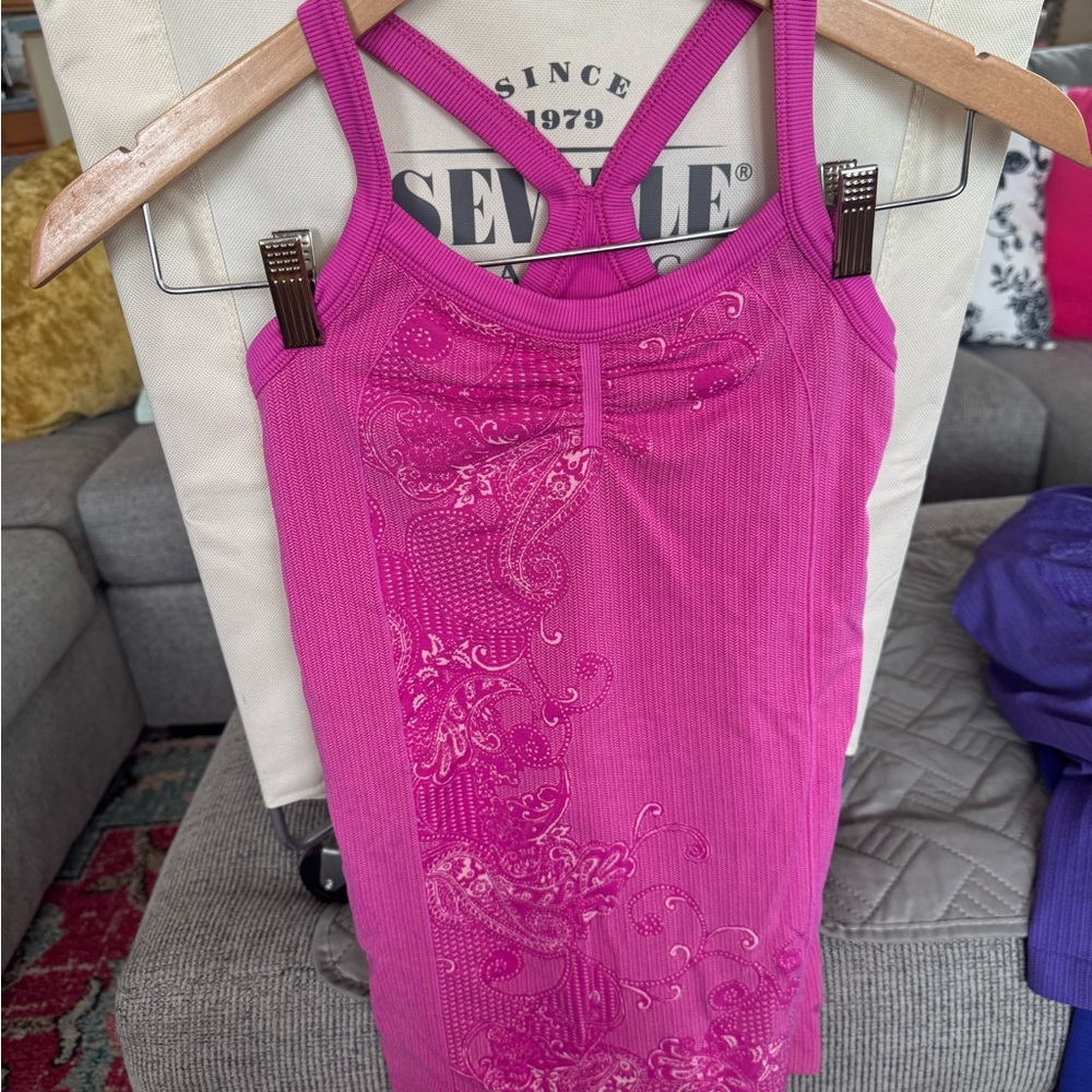 ATHLETA Pink Tank Top with floral design